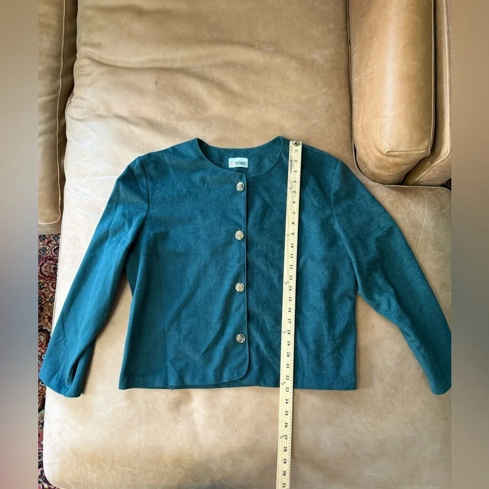 1980's Inseparables Womens Shirt Jacket Dark Teal Gold Rose Buttons Womens Sz 18 - Picture 4 of 7